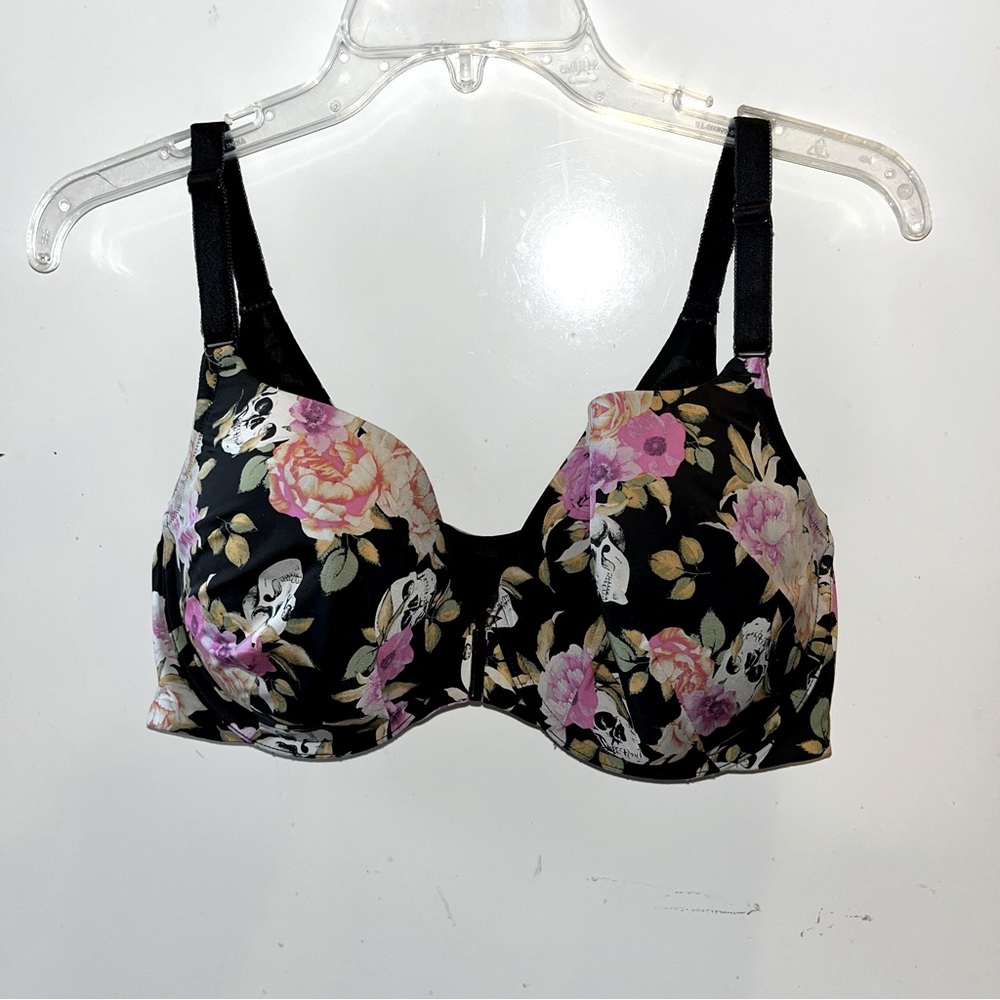 Torrid Pink and Black Floral Full-Coverage Bra